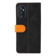 Samsung Galaxy M52 (5G) To-Farvet Læder Cover m. Pung - Orange   Sort Cheap