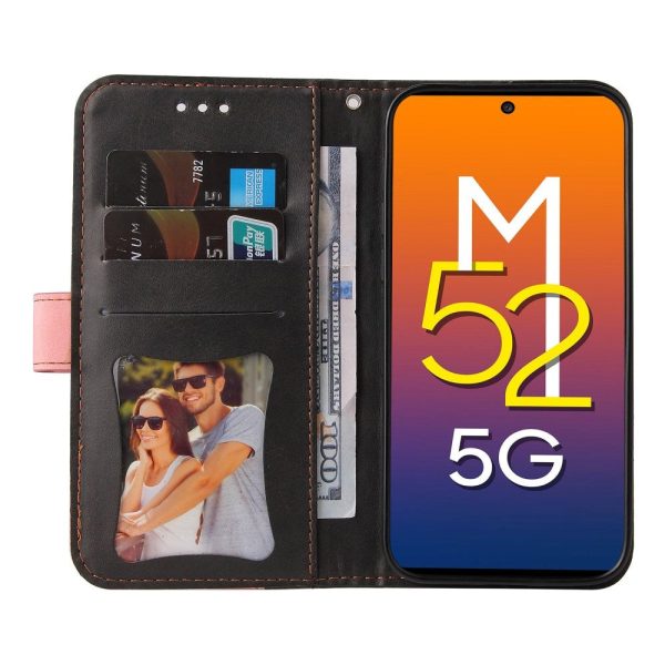 Samsung Galaxy M52 (5G) To-Farvet Læder Cover m. Pung - Lyserød   Sort Supply