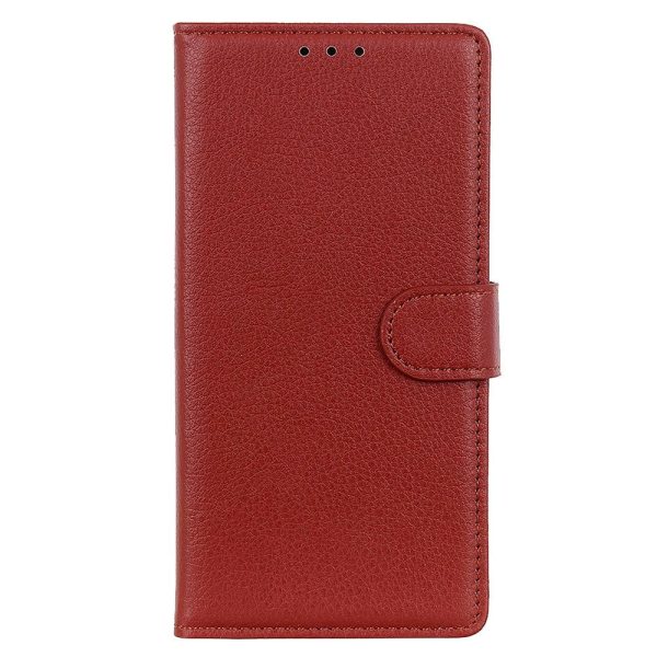 Motorola Edge 20 Lite Litchi Læder Tekstur Cover m. Pung - Brun For Cheap