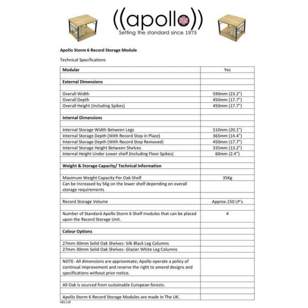 Atacama Apollo Storm 6 Two Shelf Vinyl Storage Module on Sale