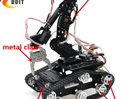 SZDOIT Wifi Bluetooth Handle Control Full Metal 8DOF Vehicle Robot Mobile Platform 8-Axis Robotic Arm with Gripper for Arduino Online now