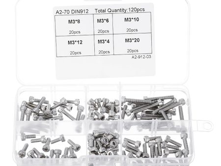 120Pcs M3 304 Stainless Steel DIN912 Screw Hex Socket Cap Repair Tools for RC Model Supply