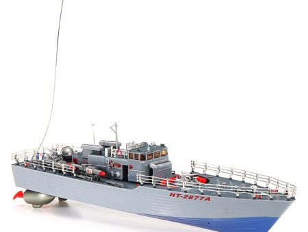 1 115 2.4G EHT-2877 Missile Destroyer RC Boat 4km h Vehicle Models Outdoor Toys Boy Gifts w  Two Motors Light Controller Sale