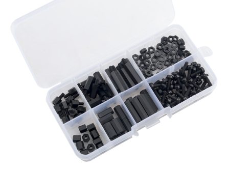 160 PCS RJXHOBBY M3 Nylon Black M-F Hex Spacers Screws Nut Assortment Kit Stand off Set Box Sale